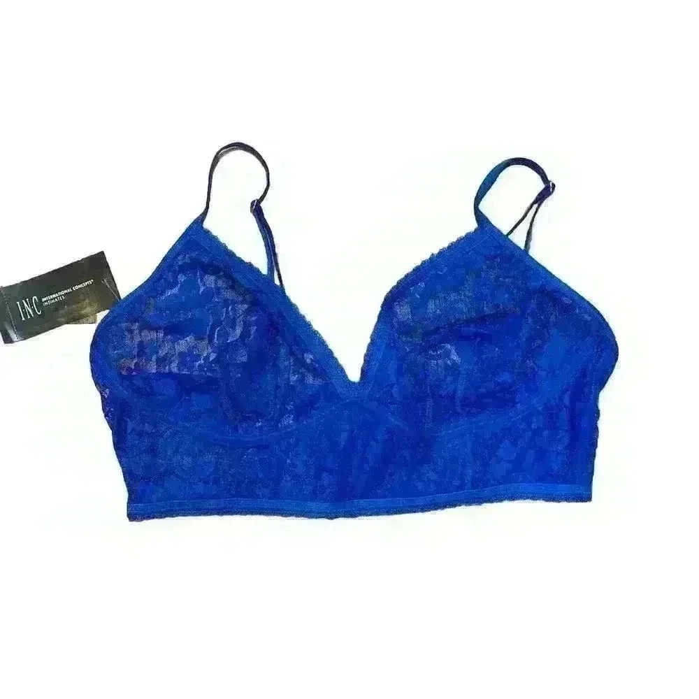 INC International Concepts‎ Women's Floral Lace Bralette, Cobalt Blue, Small - Picture 5 of 6